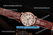 Cartier Rotonde Second Time Zone Day/Night Asia Manual Winding Rose Gold Case with White Dial and Black Roman Numeral Markers