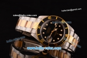 Rolex Submarine Swiss ETA 2836 Automatic Two Tone Case/Strap with White Markers Black Dial and Black Bezel