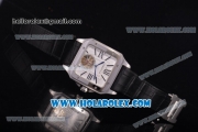 Cartier Santos Tourbillon Asia Automatic Steel Case with White Dial Black Leather Strap and Roman Numeral Markers