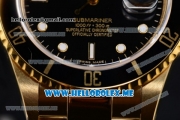 Rolex Submariner Clone Rolex 3135 Automatic Yellow Gold Case/Bracelet with Black Dial and Dot Markers (BP)