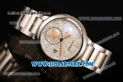 Cartier Rotonde De Miyota Quartz Steel Case/Bracelet with Silver Dial