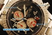 Breitling Super Avenger Working Chronograph Quartz with Black Dial and Silver Case