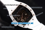 Richard Mille RM 055 Bubba Watson Asia Manual Winding Ceramic/Steel Case with Skeleton Dial and White Rubber Strap Black Inner Bezel - 1:1 Original