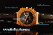 Audemars Piguet Shaquille O Neal Swiss Valjoux 7750 Automatic Rose Gold Case with Black Dial and Black Leather Strap