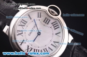 Cartier Ballon bleu de Swiss Quartz Steel Case with White Dial and Black Leather Strap