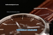 Ulysse Nardin Classico Miyota OS2035 Quartz Steel Case with Stick Markers Brown Dial and Brown Leather Strap