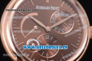 Audemars Piguet Jules Audemars Dual Time Asia ST25 Automatic Rose Gold Case Brown Dial Stick Markers and Brown Leather Strap