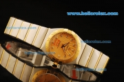 Omega Constellation Swiss ETA Quartz Movement Gold Dial with Diamond Markers and Two Tone Strap - Lady Model