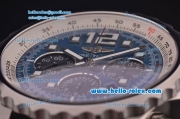 Breitling Chronospace Chronograph Swiss Valjoux 7750 Automatic Steel Case with Blue Dial and Black Leather Strap