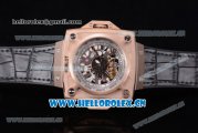 Hublot Masterpiece MP 08 Antikythera Sunmoon Asia 2813 Automatic Rose Gold Case Skeleton Dial Stick Markers and Grey Leather Strap