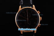 IWC Portuguese Chronograph Swiss Valjoux 7750 Automatic Movement Rose Gold Case with Black Dial