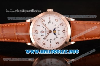 Patek Philippe Grand Complications Perpetual Calendar Miyota Quartz Rose Gold Case with White Dial and Rose Gold Arabic Numeral Markers