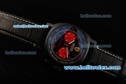 Ferrari Chronograph Swiss Valjoux 7750 Automatic Movement PVD Case with Black Dial and Red Arabic Numerals