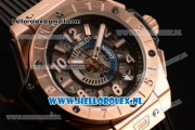 Hublot Big Bang Unico GMT Asia Auto Rose Gold Case with Skeleton Dial and Black Rubber Strap