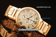 Cartier Ballon Bleu de Cartier Chronograph Miyota Quartz Movement Full Rose Gold with Silver Dial