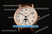 Breguet Classique Miyota 9015 Automatic Rose Gold Case with White Dial Brown Leather Strap and Arabic Numeral Markers