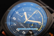 Ferrari Chronograph Miyota Quartz Movement PVD Case with White/Yellow Arabic Numerals - Black Leather Strap