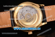 Longines Master Date Swiss ETA 2824 Automatic Yellow Gold Case with White Dial Black Leather Strap and Diamonds Markers