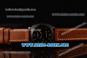 Panerai Luminor 1950 3 Day GMT Automatic Asia Automatic PVD Case with Black Dial and Brown Leather Strap PAM 320B