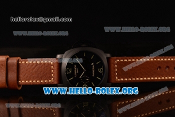Panerai Luminor 1950 3 Day GMT Automatic Asia Automatic PVD Case with Black Dial and Brown Leather Strap PAM 320B