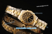 Tag Heuer Aquaracer Swiss ETA Quartz Movement Gold Bezel with Diamond - Black Dial and Two Tone Strap