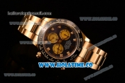 Rolex Daytona Chrono Swiss Valjoux 7750 Automatic Yellow Gold Case/Bracelet with Diamonds Markers Black MOP Dial and Ceramic Bezel (BP)