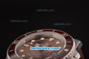 Rolex Submariner Asia 2813 Automatic Steel Case Brown Ceramic Bezel with Brown Dial and Brown Rubber Strap - ETA Coating