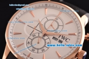 IWC Portuguese Chrono Japanese Miyota OS10 Quartz Rose Gold Case Stick Markers with Black Rubber Strap and White Dial
