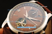 Jaeger Lecoultre Master Tourbillon Automatic Movement Brown Dial and Leather Strap with Silver Arrow Markers