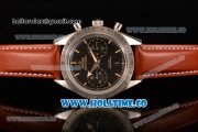 Omega Speedmaster '57 Co-Axial Chronograph Clone Omega 9300 Automatic Steel Case with Black Dial Stick Markers and Brown Leather Strap (EF)