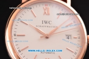 IWC Portofino Vintage Swiss ETA 2892 Automatic Rose Gold Case with Brown Leather Strap and White Dial