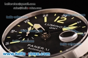 Panerai Luminor GMT PAM00088 Swiss Valjoux 7750-SHG-MD Black Dial with Green Stick/Numeral Markers and Stainless Steel Strap - 1:1 Original