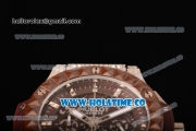 Hublot Big Bang Aero Bang Chrono Miyota Quartz Steel/Diamonds Case with Brown Skeleton Dial Stick Markers and Brown Ceramic Bezel