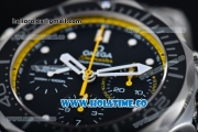 Omega Seamaster Diver 300M Co-Axial Chrono Swiss Valjoux 7753 Automatic Steel Case with Black Dial White Markers and Yellow Inner Bezel - 1:1 Original