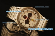 Ferrari Chronogaph Swiss ETA Quartz Full Steel with White Dial and 7750 Coating