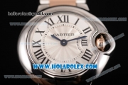 Cartier Ballon Bleu De Small Swiss Quartz Rose Gold/Steel Case with Silver Dial Two Tone Bracelet and Roman Numeral Markers