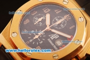 Audemars Piguet Shaquille O Neal Swiss Valjoux 7750 Automatic Rose Gold Case with Black Dial and Black Leather Strap
