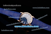 Cartier Ronde Solo Swiss ETA 2836 Automatic Rose Gold Case with Blue Leather Strap White Roman Numeral Markers and Blue Dial