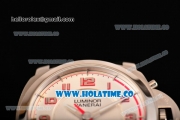 Panerai PAM 624 Luminor 1860 Asia Automatic Steel Case with White Dial Red Arabic Numeral Markers and Black Leather Strap
