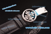 Patek Philippe Skeleton Tourbillon SM Phase Automatic Steel Case Black Leather Strap