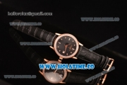 Patek Philippe Calatrava Swiss ETA 2824 Automatic Rose Gold Case with Diamonds Bezel Black Dial and Diamonds Markers