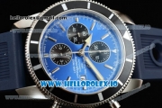 Breitling SuperOcean Heritage Chrono Swiss Valjoux 7750 Automatic Steel Case Blue Dial With Stick Markers Blue Rubber Strap (JH)