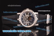 Roger Dubuis Excalibur Swiss Tourbillon Manual Winding Movement Steel Case with Silver Dial and Black Rubber Strap