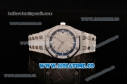 Audemars Piguet Royal Oak 41MM Asia 2813 Automatic Steel/Diamonds Case with Blue Inner Bezel and Diamonds Bezel (EF)