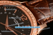 Patek Philippe Calatrava Swiss ETA 2824 Automatic Rose Gold Case with Black Dial Diamonds Bezel and Stick Markers