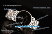 IWC Portofino Eight Days Miyota Quartz Full Steel with Black Dial and Silver Stick Markers