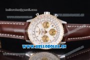 Breitling Navitimer 01 Swiss Valjoux 7750 Automatic Steel Case with White Dial Brown Leather Strap and Stick/Arabic Numeral Markers (GF)