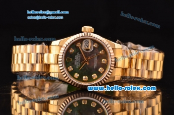 Rolex Datejust Lady 2813 Automatic Gold Case with Grey MOP Dial Yellow Gold Strap and Diamond Markers ETA Coating