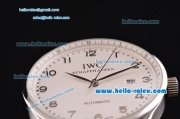 IWC Portuguese 2813 Automatic Steel Case with Silver Numeral Markers Stainless Steel Strap and White Dial