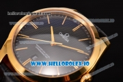 Omega De Ville Tresor Master Co-Axial Swiss ETA 2824 Automatic Yellow Gold Case with Black Leather Strap and Black Dial